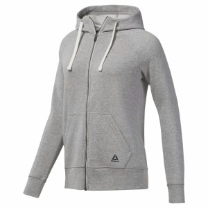 Bluza Z Kapturem Damskie Reebok Training Essentials Full-Zip Szare PL 06ISMKH